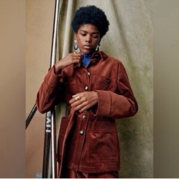 Sezane Jackets & Blazers - Sezane Madenn Jacket Corduroy Red Rust
Brown Size 44 US 12